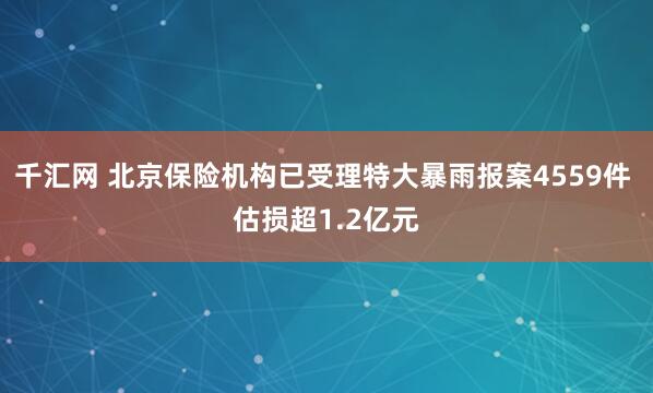 千汇网 北京保险机构已受理特大暴雨报案4559件 估损超1.2亿元