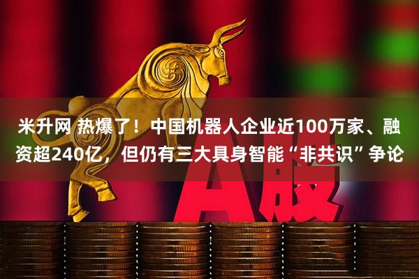 米升网 热爆了！中国机器人企业近100万家、融资超240亿，但仍有三大具身智能“非共识”争论