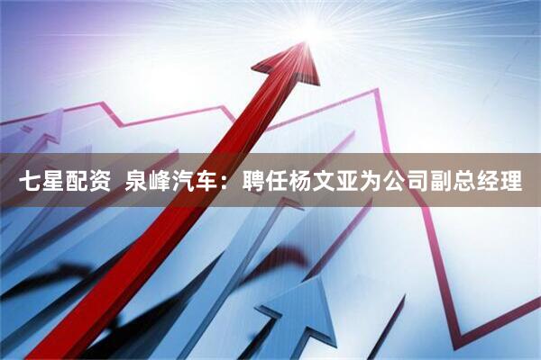 七星配资  泉峰汽车：聘任杨文亚为公司副总经理