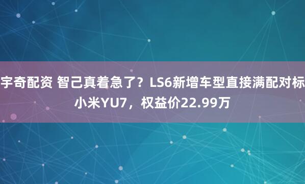 宇奇配资 智己真着急了?LS6新增车型直接满配对标小米YU7,权益价22.99万